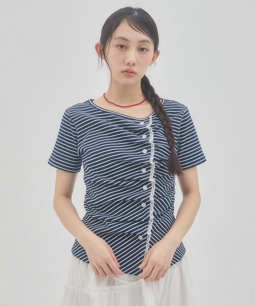 【DISCOAT】蕾絲分層抓皺感垂墜短袖 - 6 colors