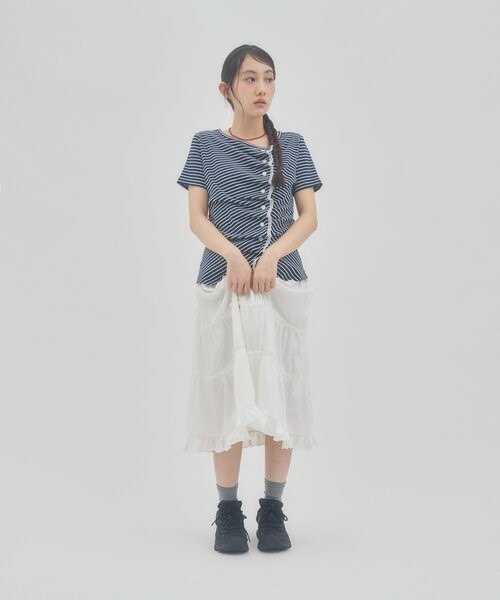 【DISCOAT】蕾絲分層抓皺感垂墜短袖 - 6 colors