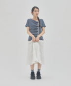 【DISCOAT】蕾絲分層抓皺感垂墜短袖 - 6 colors