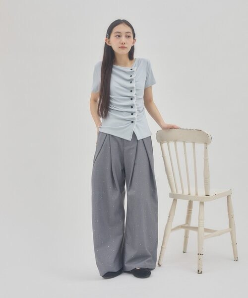 【DISCOAT】蕾絲分層抓皺感垂墜短袖 - 6 colors