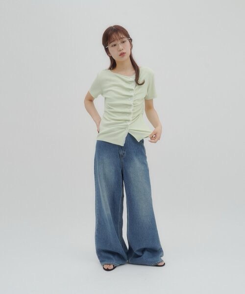 【DISCOAT】蕾絲分層抓皺感垂墜短袖 - 6 colors