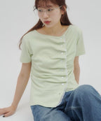【DISCOAT】蕾絲分層抓皺感垂墜短袖 - 6 colors