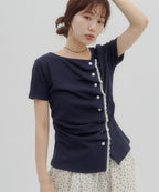 【DISCOAT】蕾絲分層抓皺感垂墜短袖 - 6 colors