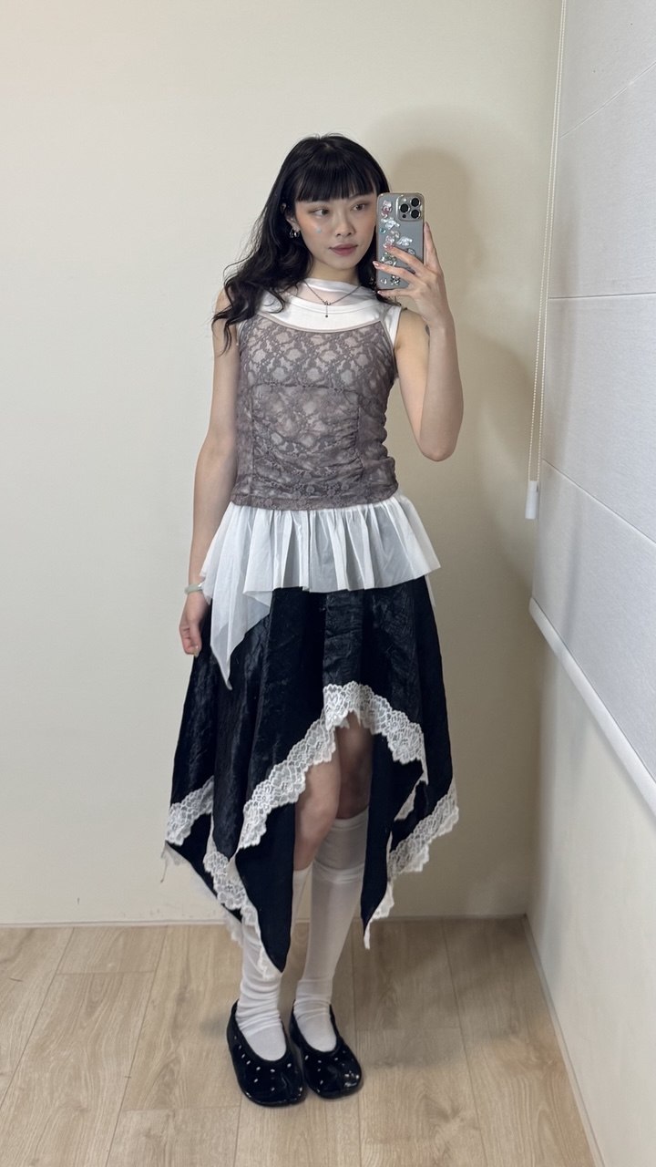 【Flare up】Layered Lace Frill Sleeveless - 3 colors