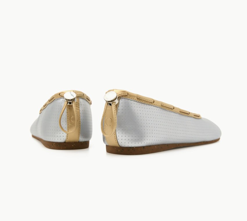【PAES】Leather String Flat - Punching Silver