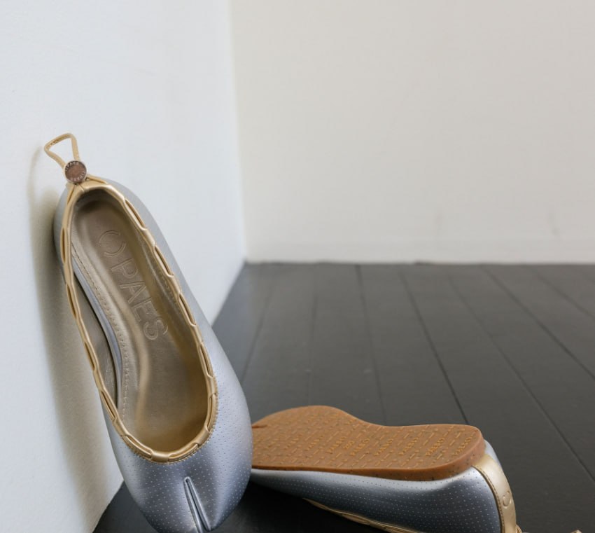 【PAES】Leather String Flat - Punching Silver