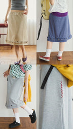 【common gull products】下擺鈕扣荷葉邊五分直筒裙 - 3 colors