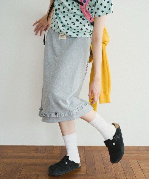 【common gull products】下擺鈕扣荷葉邊五分直筒裙 - 3 colors