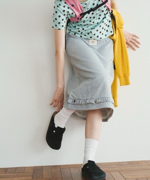 【common gull products】下擺鈕扣荷葉邊五分直筒裙 - 3 colors