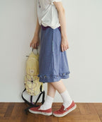 【common gull products】下擺鈕扣荷葉邊五分直筒裙 - 3 colors