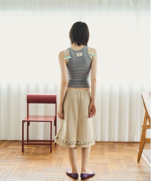 【common gull products】下擺鈕扣荷葉邊五分直筒裙 - 3 colors