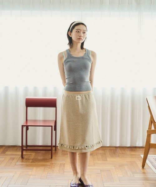 【common gull products】下擺鈕扣荷葉邊五分直筒裙 - 3 colors