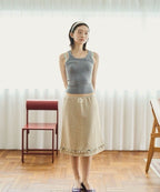 【common gull products】下擺鈕扣荷葉邊五分直筒裙 - 3 colors