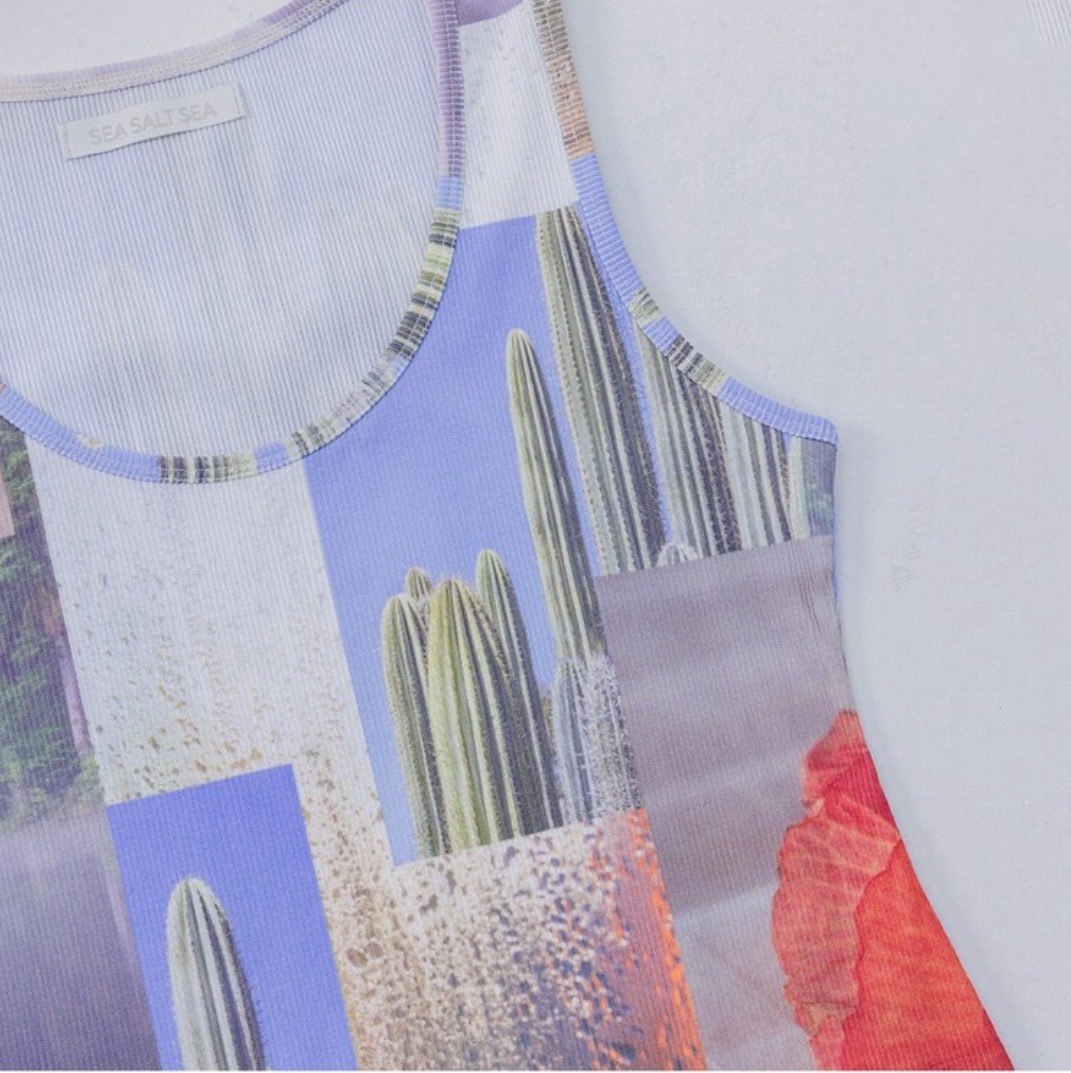 【seasaltsea】COLLAGE RIB TAHK TOP