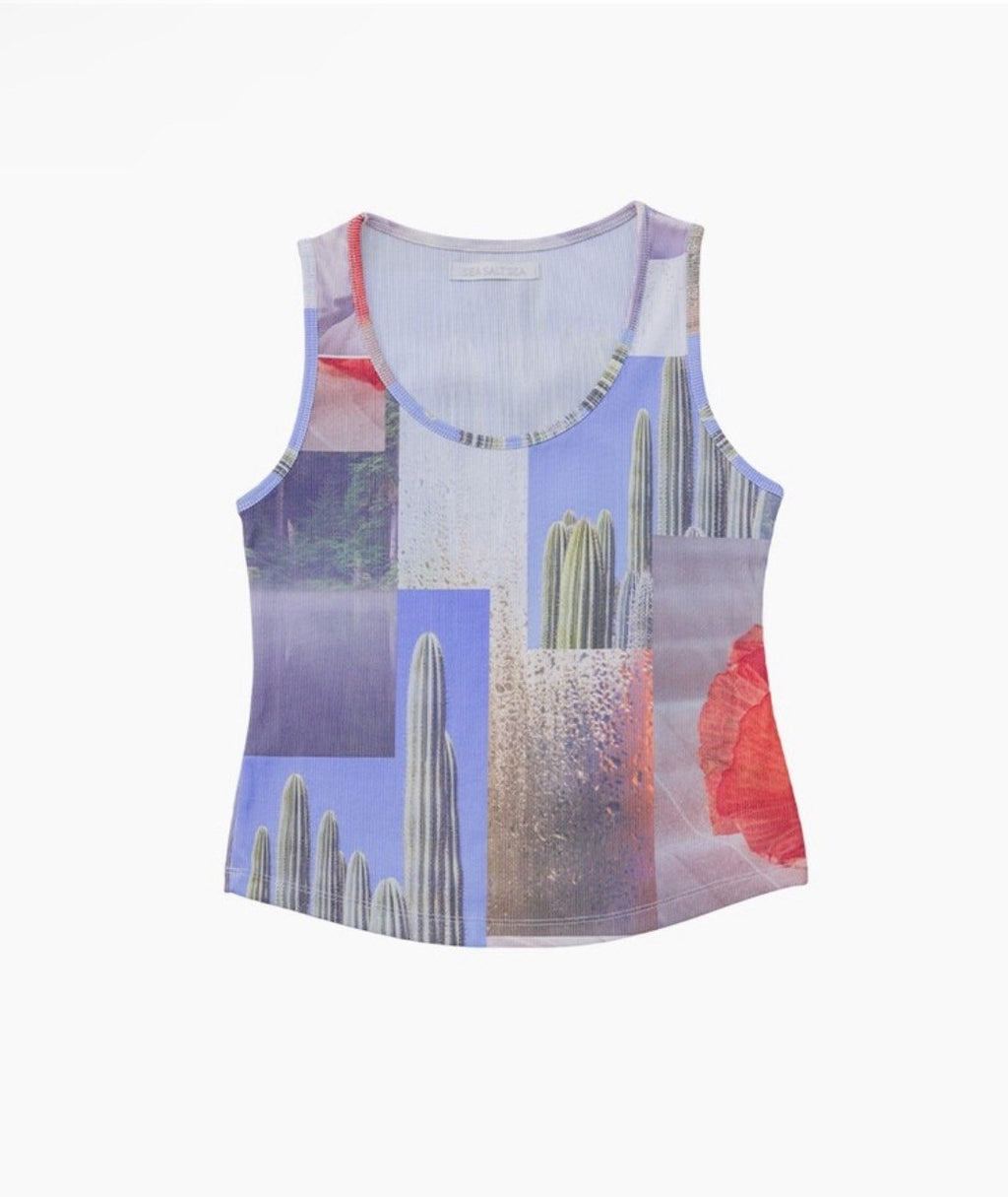 【seasaltsea】COLLAGE RIB TAHK TOP