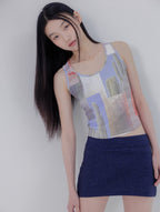 【seasaltsea】COLLAGE RIB TAHK TOP