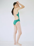 【seasaltsea】REVERSIBLE NEWSPAPER SWIM SUIT - PINK