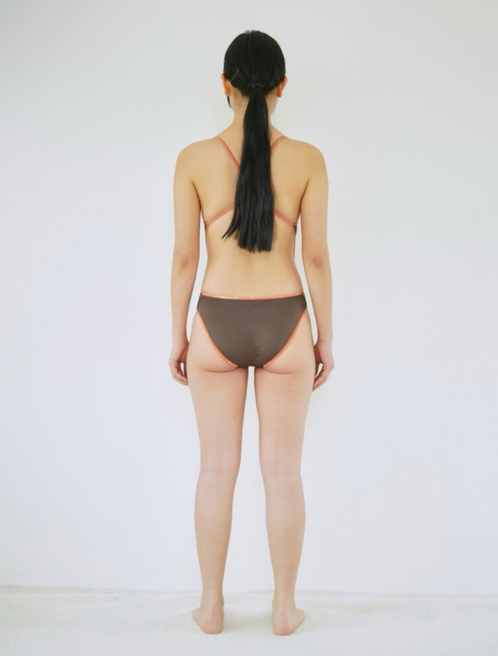 【seasaltsea】REVERSIBLE NEWSPAPER SWIM SUIT - ORANGE