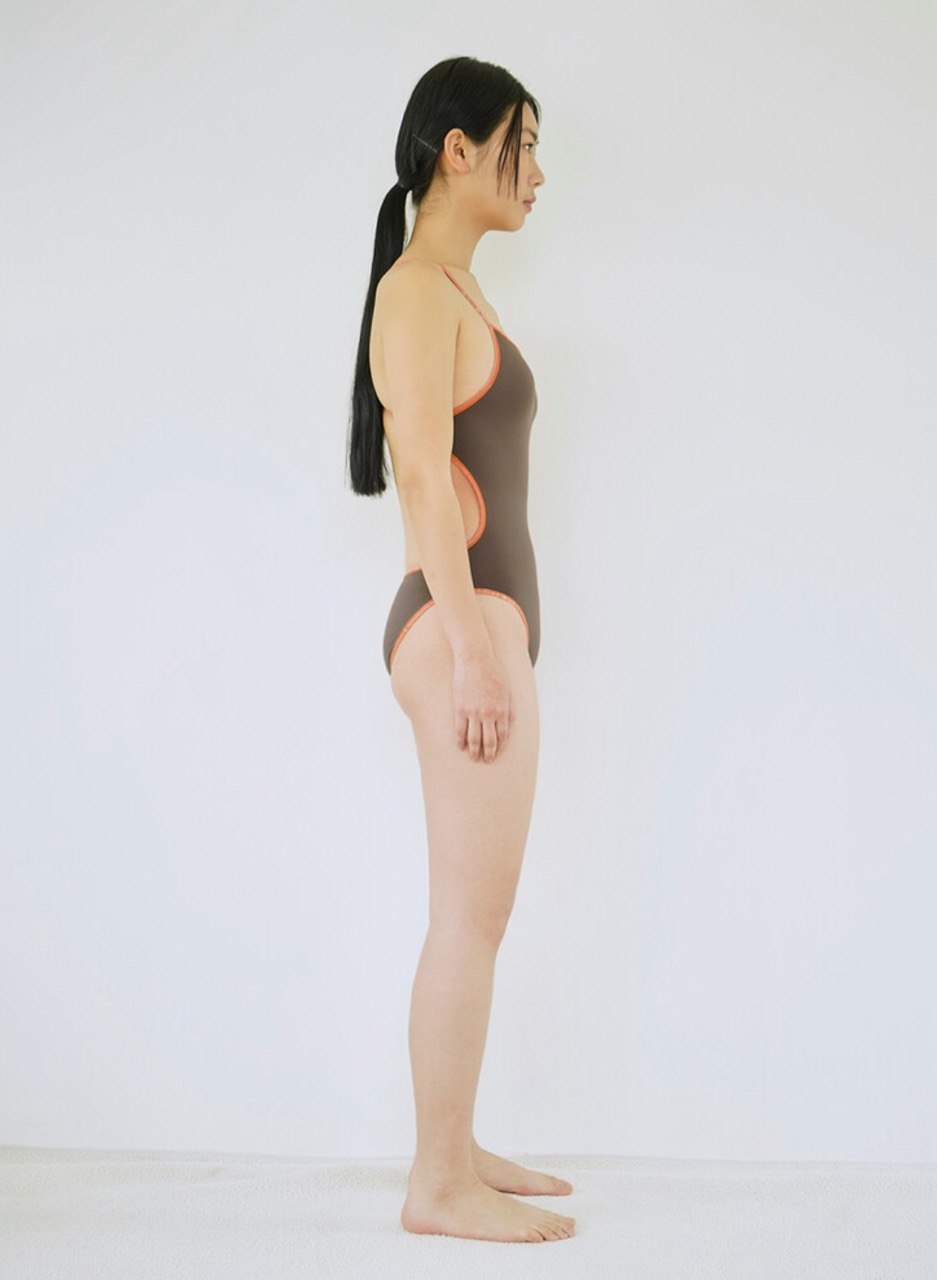 【seasaltsea】REVERSIBLE NEWSPAPER SWIM SUIT - ORANGE