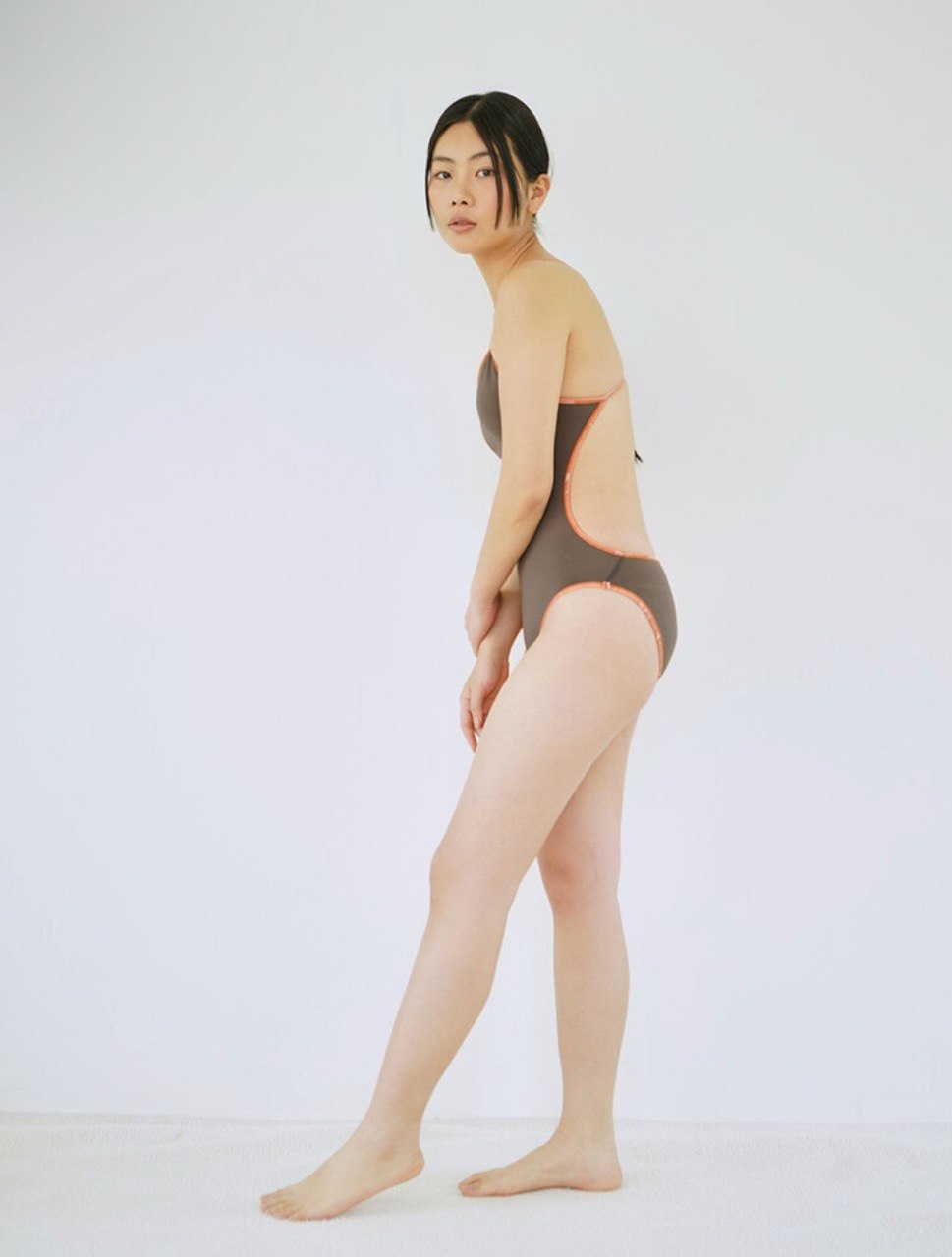【seasaltsea】REVERSIBLE NEWSPAPER SWIM SUIT - ORANGE