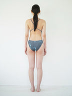 【seasaltsea】REVERSIBLE NEWSPAPER SWIM SUIT - NAVY