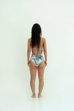 【seasaltsea】PRINTING MESH SHIRRING POINT SWIMSUIT