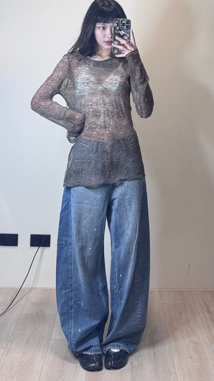 潑墨感網狀上衣