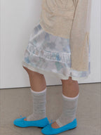 【typeservice】Hazy Petal Shirred Skirt [ White ]