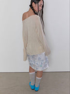 【typeservice】Hazy Petal Shirred Skirt [ White ]