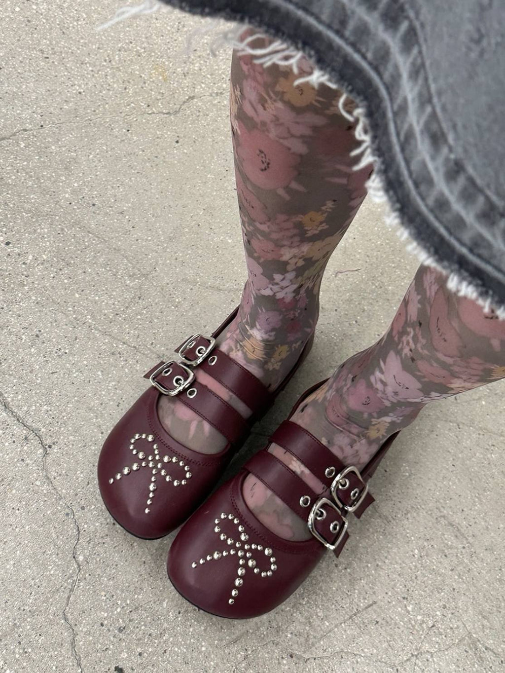 【typeservice】Powder Mist Tights [Brown / Gray ]