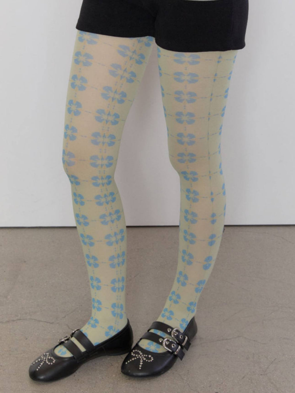 【typeservice】Flora Tile Tights [ Lime / Gray ]