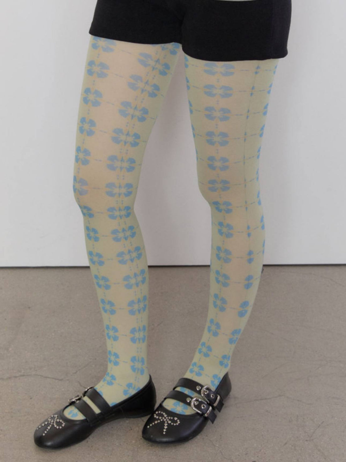 【typeservice】Flora Tile Tights [ Lime / Gray ]