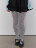【typeservice】Sketch Grid Tights [ Gray / blue ]