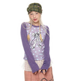【youthbath】Twist Knit Long Sleeve Top [ Mint / Purple ]