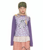 【youthbath】Twist Knit Long Sleeve Top [ Mint / Purple ]