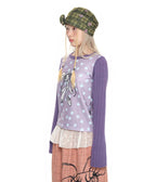 【youthbath】Twist Knit Long Sleeve Top [ Mint / Purple ]
