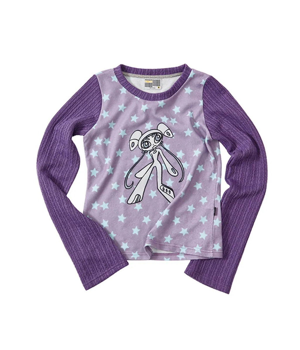 【youthbath】Twist Knit Long Sleeve Top [ Mint / Purple ]