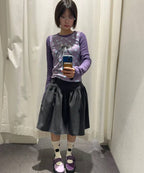 【youthbath】Twist Knit Long Sleeve Top [ Mint / Purple ]