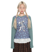 【youthbath】Twist Knit Long Sleeve Top [ Mint / Purple ]