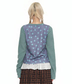 【youthbath】Twist Knit Long Sleeve Top [ Mint / Purple ]