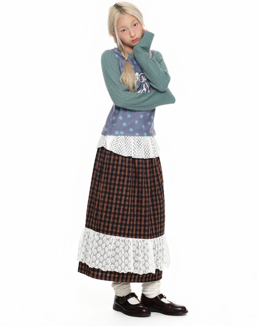 【youthbath】Twist Knit Long Sleeve Top [ Mint / Purple ]