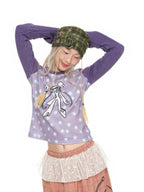 【youthbath】Twist Knit Long Sleeve Top [ Mint / Purple ]