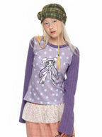 【youthbath】Twist Knit Long Sleeve Top [ Mint / Purple ]