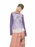 【youthbath】Twist Knit Long Sleeve Top [ Mint / Purple ]