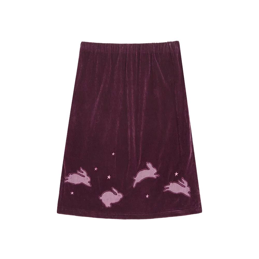 【CRANK】LUCKY BUNNY SKIRT [ purple / blue / camel ]