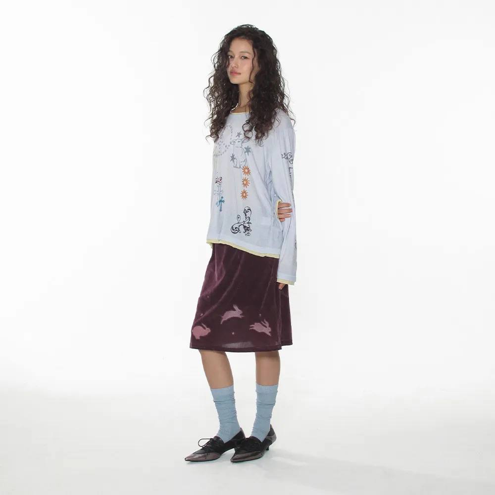 【CRANK】TATTOO LAYERED TOP [ ivory / blue / pink ]