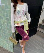 【CRANK】TATTOO LAYERED TOP [ ivory / blue / pink ]