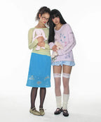 【CRANK】TATTOO LAYERED TOP [ ivory / blue / pink ]