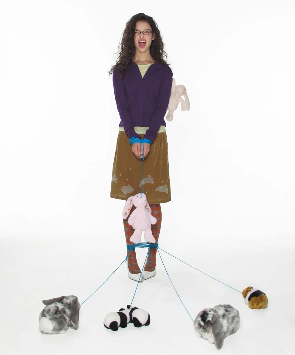 【CRANK】LUCKY BUNNY SKIRT [ purple / blue / camel ]