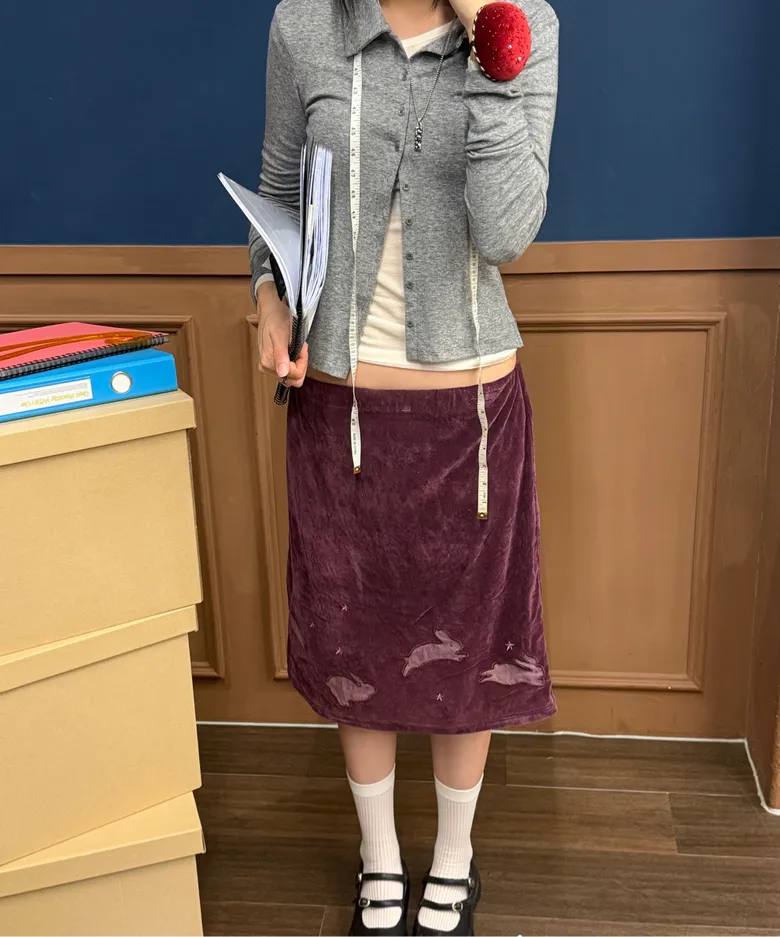 【CRANK】LUCKY BUNNY SKIRT [ purple / blue / camel ]